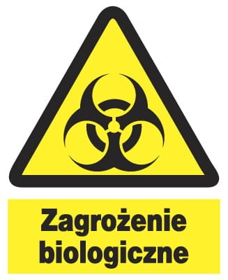 UWAGA ZAGROŻENIE BIOLOGICZNE -  tablica 225X275 ostrzegawcza ZNAK płyta PCV