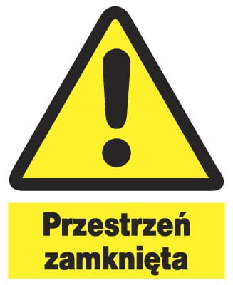 Przestrzeń zamknięta - ZNAK TABLICA 23x28 płyta PCV BHP ZOO38 PN-93/N-01256