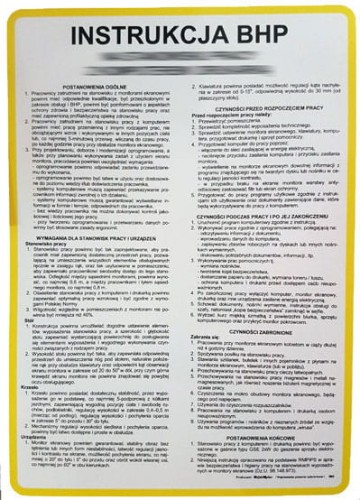 Instrukcja 40 BHP maszyny mielenia mięsa elektrowilka - tablica 350x250 PCV