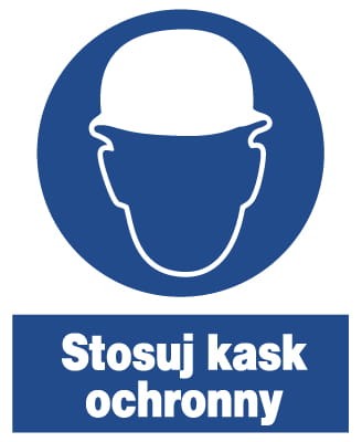 Stosuj kask ochronny -  tablica 225X275 znak BHP nakazu płyta PCV sztywna