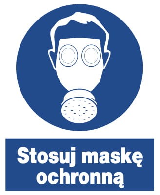 Stosuj maskę ochronną -  tablica 225X275 znak BHP nakazu płyta PCV sztywna