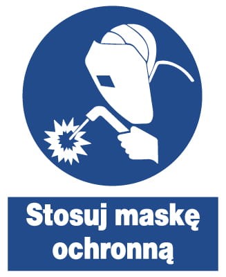 Stosuj maskę ochronną-  tablica 225X275 znak BHP nakazu płyta PCV sztywna