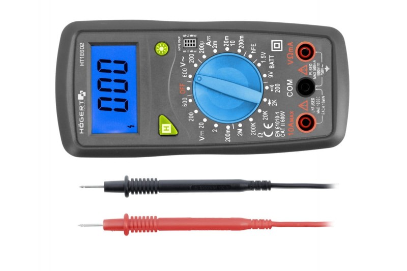 miernik cyfrowy, HT1E602, miernik elektryczny, pomiar napięcia, pomiar prądu, test diody, test baterii, instalacje elektryczne, narzędzia elektryczne