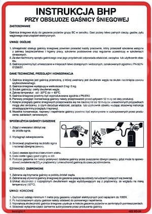 Instrukcja 186 BHP  obsługi gaśnicy śniegowej