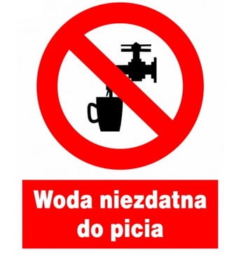 WODA NIEZDATNA DO PICIA - ZNAK ZAKAZU BHP 23*28