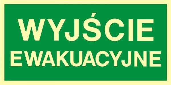 wyjście ewakuacyjne, znak ewakuacyjny, tablica BHP, fotoluminescencyjna, CNBOP, norma PN-92/N-01256/02, LIBRES, 0000005454