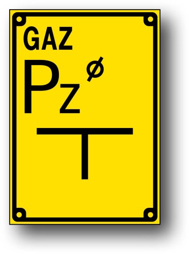 Pz punkt załamania gazociągu - tabliczka orientacyjna 140x200 GAZOCIĄG PCV