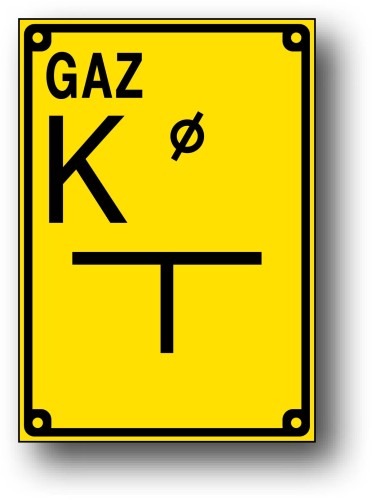 K - KUREK -  - tabliczka orientacyjna 140x200 GAZOCIĄG PCV płyta sztywna