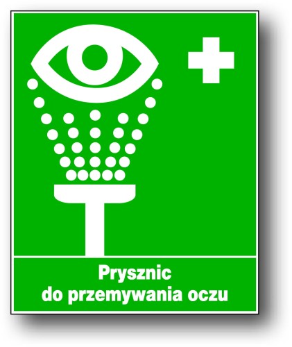 PRYSZNIC DO PRZEMYWANIA OCZU -  tablica 225X275 znak medyczny BHP płyta PCV
