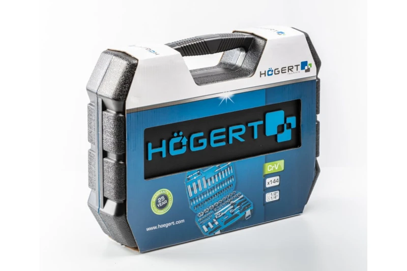 Zestaw Narzędzi Högert Technik 144 Elementów - Nasadki, Grzechotki, Klucze, Bity