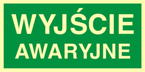 WYJŚCIE AWARYJNE tablica 300X150 święcąca w nocy płyta ewakuacyjna znak BHP
