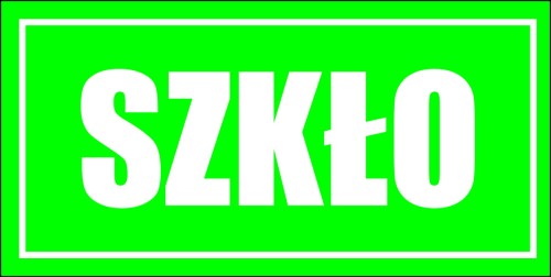 SZKŁO - 300x150 - Naklejka kosz znak segregacja odpadów samoprzylepna