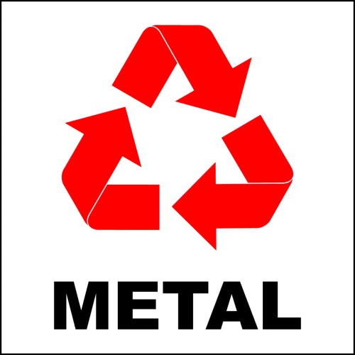 METAL - 250x250 Naklejka kosz znak segregacja odpadów samoprzylepna