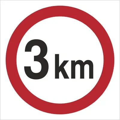 Ograniczenie prędkości 3 km - - ZNAK DROGOWY 330x330 płyta sztywna PCV