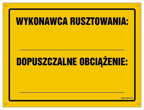 OA129 Wykonawca rusztowania: ... Dopuszczalne obciążenie: ...