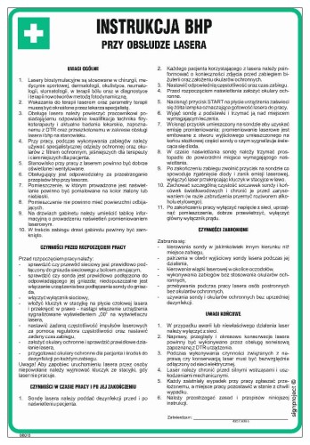 DD013 Instrukcja BHP przy obsłudze lasera