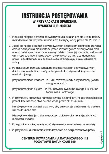 DD007 Instrukcja postępowania w przypadku oparzenia kwasem lub ługiem