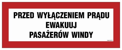 BC129 Przed wyłączeniem prądu ewakuuj pasażerów windy