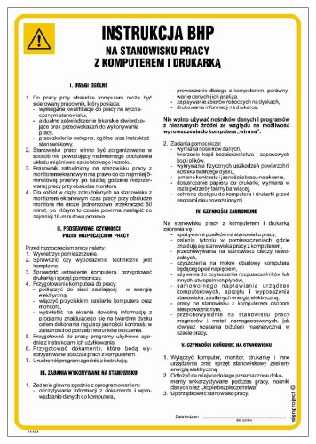 IAA05 Instrukcja postępowania na stanowisku pracy z komputerem i drukarką