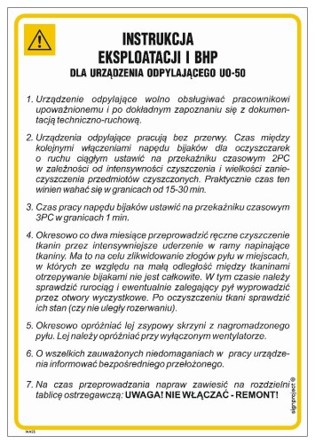 IAA23 Instrukcja eksploatacji i BHP dla urządzenia odpylającego UO-50
