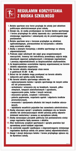 NE002 Regulamin korzystania z boiska szkolnego