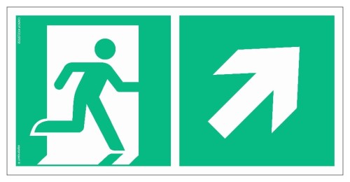 AE096 Kierunek do wyjścia ewakuacyjnego w górę w prawo