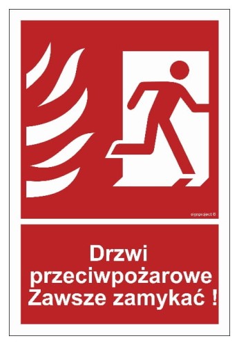 BC054 Drzwi przeciwpożarowe. Zawsze zamykać! prawostronne 
