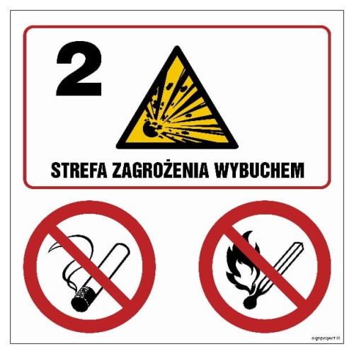 NB038 Strefa zagrożenia wybuchem 2. Zakaz palenia. Zakaz używania otwartego ognia.