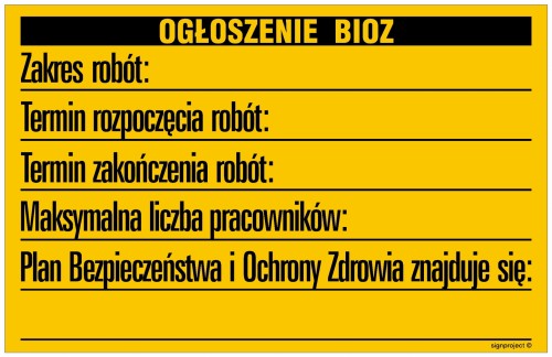 OA089 Tablica budowlana "Ogłoszenie"