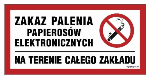NC092 Zakaz palenia papierosów elektronicznych na terenie całego zakładu