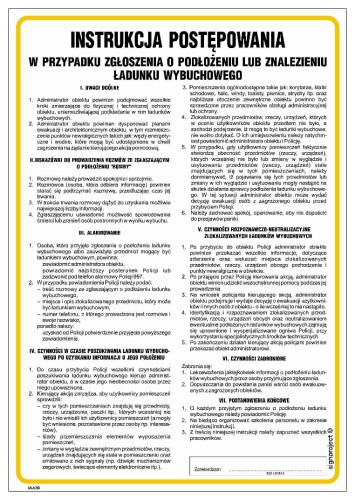 IAA30 Instrukcja postępowania w przypadku zgłoszenia o podłożeniu lub znalezieniu ładunku wybuchowego