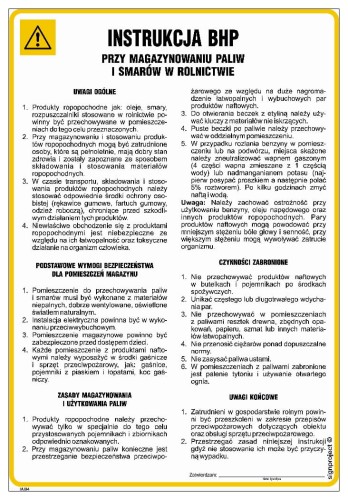 IAI04 Instrukcja BHP przy magazynowaniu paliw i smarów w rolnictwie