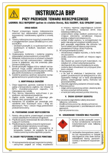 IAE21 Instrukcja bezpieczeństwa przy przewozie towaru niebezpiecznego (ładunek - paliwo do silników diesla