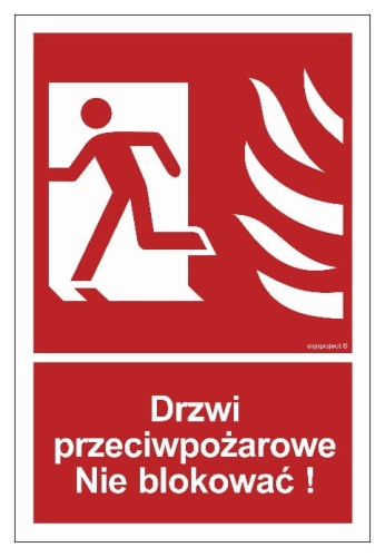 Drzwi przeciwpożarowe. Nie blokować! lewostronne