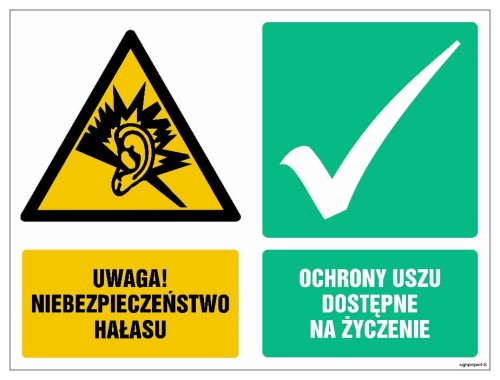 GM031 Uwaga niebezpieczeństwo hałasu Ochrony uszu dostępne na życzenie