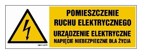 HB026 Pomieszczenie ruchu elektrycznego urządzenie elektryczne napięcie niebezpieczne dla życia