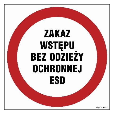 GB041 Zakaz wstępu bez odzieży ochronnej ESD
