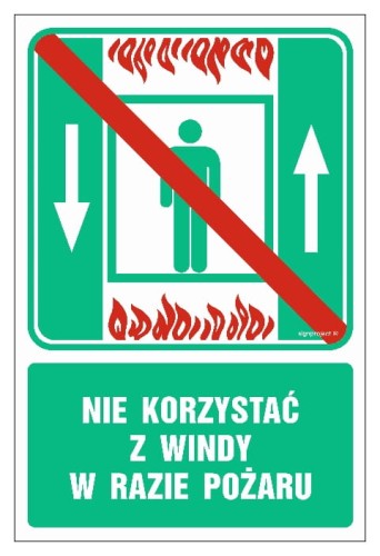 AC028 Nie korzystać z windy w razie pożaru