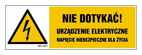 HB022 Nie dotykać urządzenie elektryczne napięcie niebezpieczne dla życia