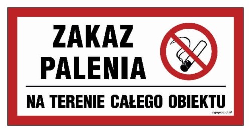 NC127 Zakaz palenia na terenie całego obiektu