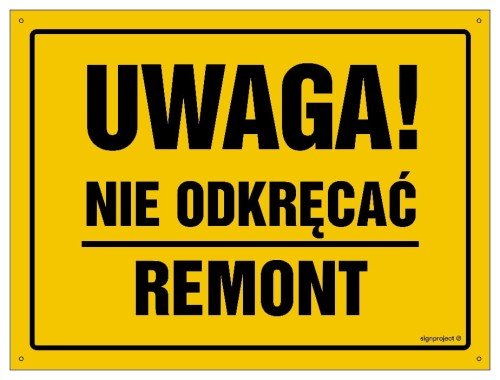 OA018 Uwaga! Nie odkręcać