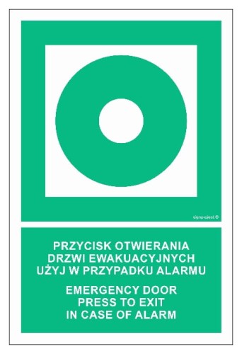 AC083 Przycisk otwierania drzwi ewakuacyjnych. Użyj w przypadku alarmu / Emergency door. Press to exit in case of alarm