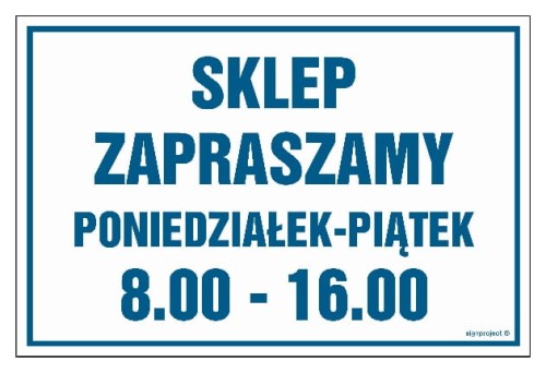NC079 Sklep zapraszamy poniedziałek-piątek 8.00-16.00