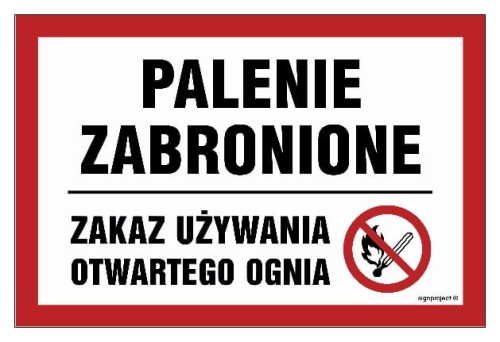 NC010 Palenie zabronione - zakaz używania otwartego ognia