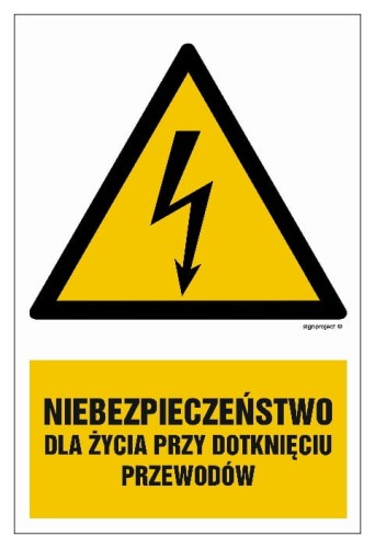 HA007 Niebezpieczeństwo dla życia przy dotknięciu przewodów