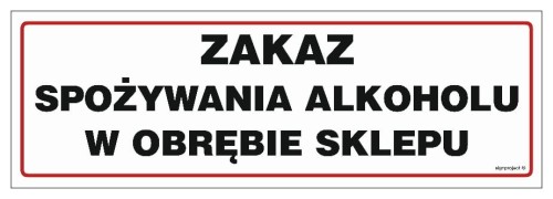 NC015 Zakaz spożywania alkoholu w obrębie sklepu