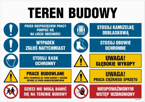 OI017 Teren budowy, Przed rozpoczęciem pracy podpisz się na liście obecności, Stosuj kamizelkę odblaskową