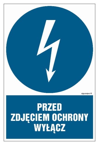 HE014 Przed zdjęciem ochrony wyłącz