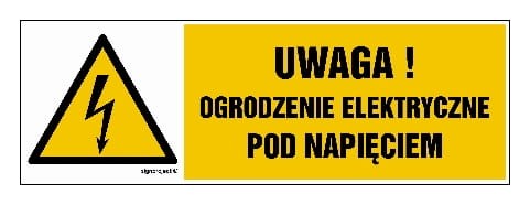 HB019 Uwaga ogrodzenie elektryczne pod napięciem