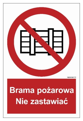 BC144 Brama pożarowa. Nie zastawiać